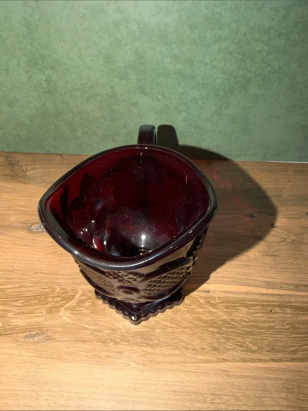 Avon Deep Ruby Red Pressed Glass Creamer Pitcher